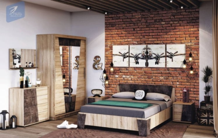 Кровать Санремо КР-001 Дуб сонома светлый Ателье темное_1