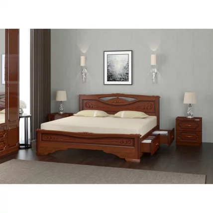 Кровать Елена-3 200х140 с выкатными ящиками Орех_1