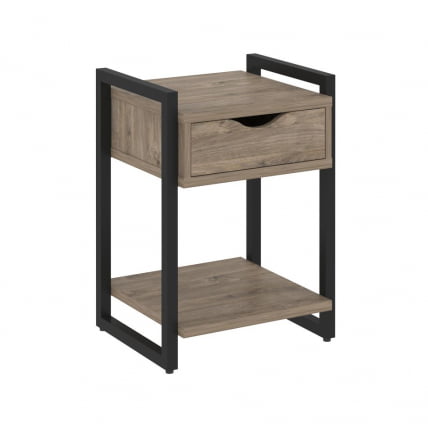 Тумба на регулируемых опорах с ящиком и полкой LOFT VR.L-T1.O Металл черный Тиквуд темный_0