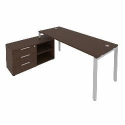 Рабочая станция на П-образном м/к с опорной тумбой левая Metal System БП.РС-СТС-2.5 Л Венге/Серый_0