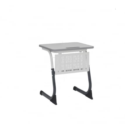 Парта одноместная регулируемая по высоте СМАРТЙ ПЛУС 600х500  с антивандальной  полиуретановой кромкой и сеткой (рост 5-7) Антрацит/Белый/Серый Кромка Антрацит / SMARTY PLUS_0