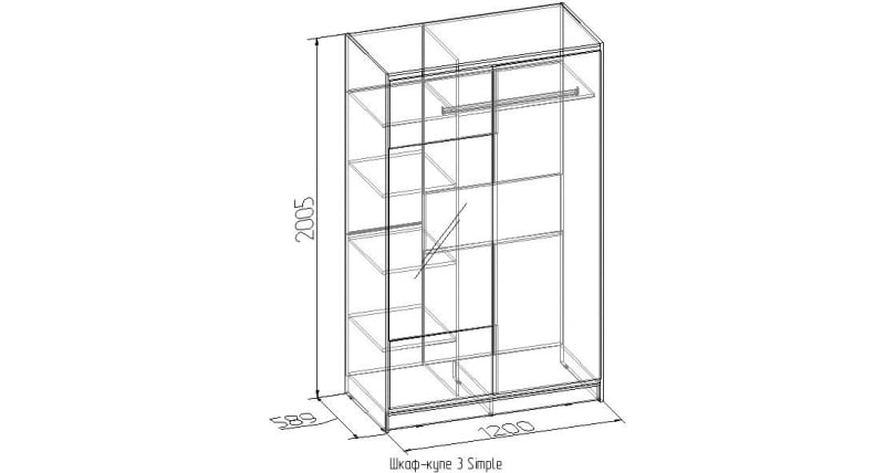 Шкаф-купе 3 Simple Композиция Венге_2