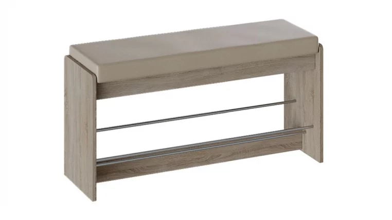 Тумба для обуви Тайм тип 2 Дуб Сонома трюфель/Кожзам бежевый_0