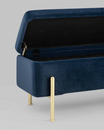 Банкетка с ящиком Болейн gold велюр Синий_4