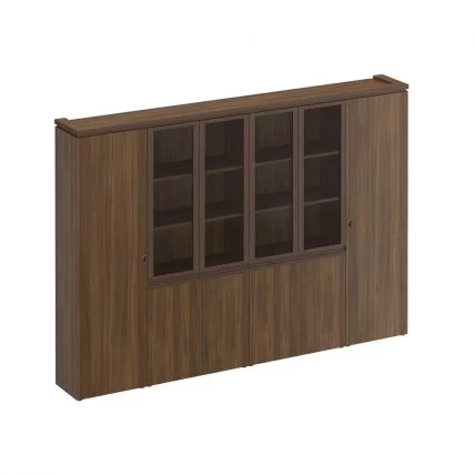 Шкаф комбинированный (для документов узкий + со стеклом 2 шт. + для одежды узкий) MARK МК 390 Орех тоскана_0