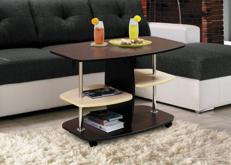 Стол журнальный №2 Венге/Дуб выбеленный (глянец)_0