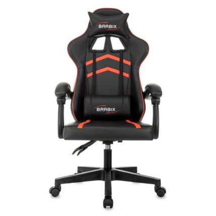 Кресло компьютерное BRABIX Shooter GM-123, 2 подушки, экокожа, черное/красное_2