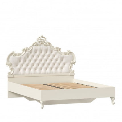Кровать двуспальная 1600 с тумбами с мягким изголовьем Маркиза 07 Алебастр Шампань_3