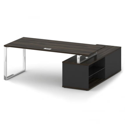 Стол руководителя с опорной греденцией, левый Шифт СК.СРГ-200 (Л) Дуб Мали/Антрацит НЕВ 2000*1800*75 / SK.SRG-200 (L) NEW_1