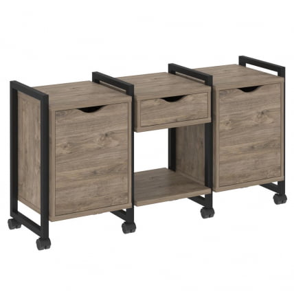 Тумба на колесных опорах наборная. Вариант №7 LOFT VR.L-TN-7.K Металл черный Тиквуд темный_0