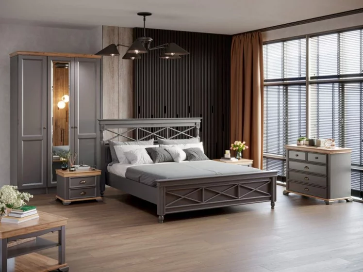 Кровать двуспальная 1600 Амели с тумбами Оникс серый_2