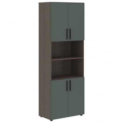 Шкаф с 2 комплектами глухих малых дверей VELION VHCS 80.4 Нефрит Дуб Сильвер_0