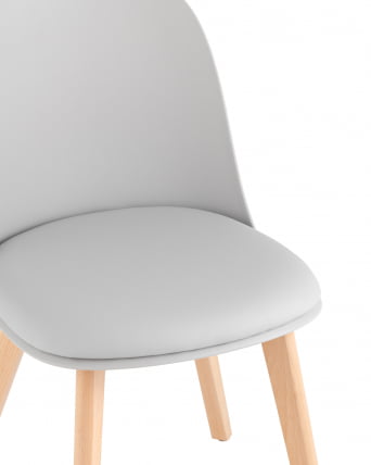 Стул Fog с подушкой Светло-серый деревянные ножки_1