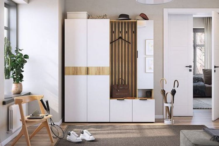 Шкаф двухдверный Бери MPR-024 Дуб крафт золотой/белое дерево_4