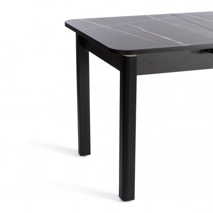 Стол АЛИГЕРЙ ЛДСП/ХПЛ/опора-массив березы , 130 х 75+30 х 75 см, Мрамор черный/черный / ALIGERY ЛДСП/HPL/опора-массив_7