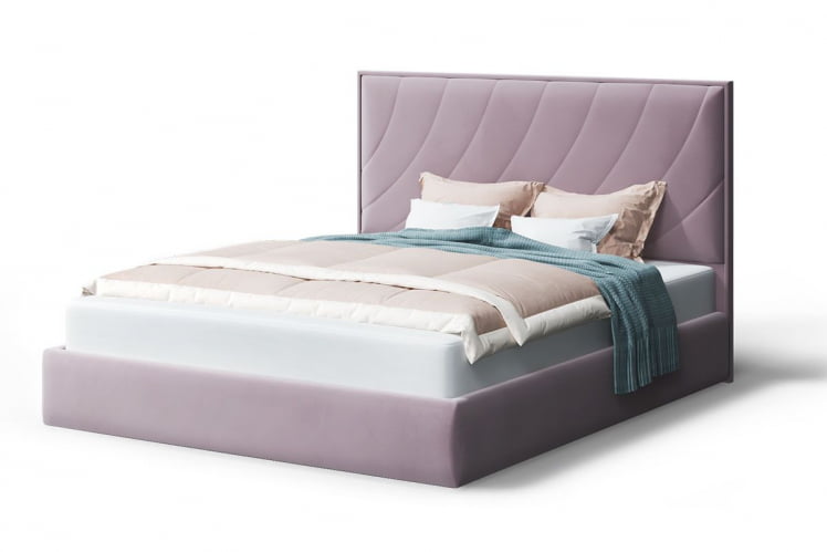 Кровать СОФИЯ 2000*1600мм (без опор), велюр NEO 15 (лиловый), (б/основания, б/матраса)_0