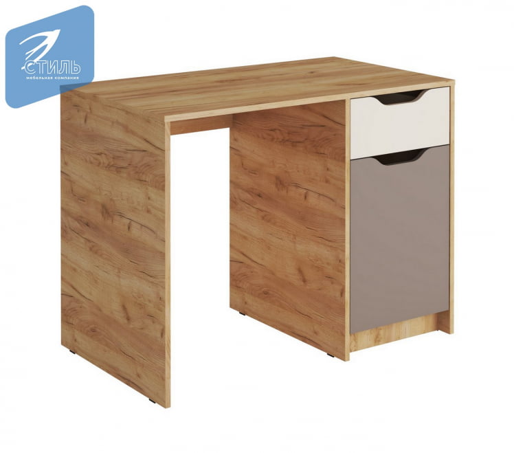 Стол письменный RICH СП-001 Миндаль/Глиняный серый/дуб крафт золотой_0
