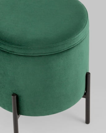 Пуф Грейс с ящиком велюр Зеленый_3