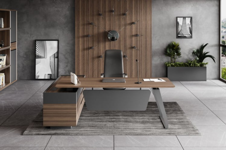 Стол руководителя на опорной тумбе QUARTZ QZ.0101.BW+QZ.0201.BW.GF.R левый_6