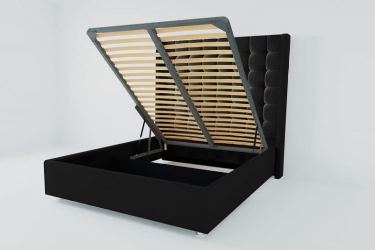 Мягкая интерьерная кровать "Венеция Люкс" с подъемным механизмом Материал фасада: Искусственная кожа; Спальное место: 2000х2000 мм; Цвет фасада: Кольт Ч; Цвет корпуса: Кольт Ч _0