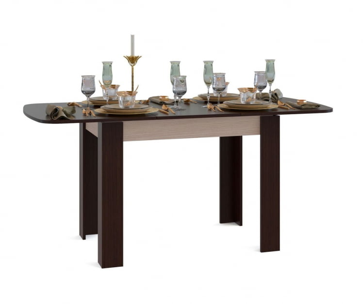 Кухонный стол СО-3 (Подстолье Беленый дуб / Столешница, ножки Венге)_0