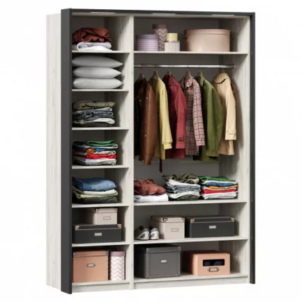 Шкаф трехстворчатый с комбинированными дверями и паспарту Техно 11 Дуб Крафт белый Серый шифер_1