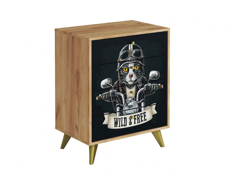Комод Фьюжн КМ-001 дуб крафт золотой/BIKER CAT_0