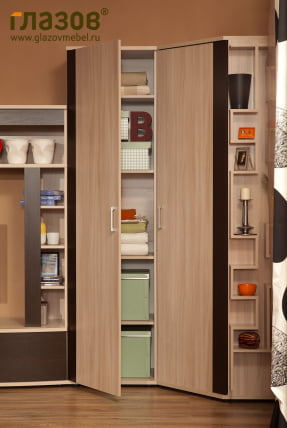 Гостиная композиция 6 Berlin Ясень Шимо светлый/Шоколад Глянец_1