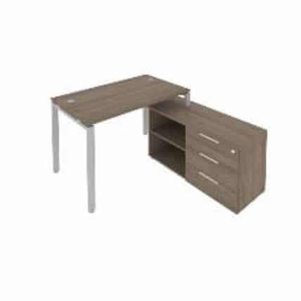 Рабочая станция на П-образном м/к с опорной тумбой правая Metal System БП.РС-СТС-2.2 Пр Вяз/Серый_0