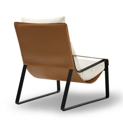 Кожаное кресло ERK-LC03-GY, коричневое, белое_3