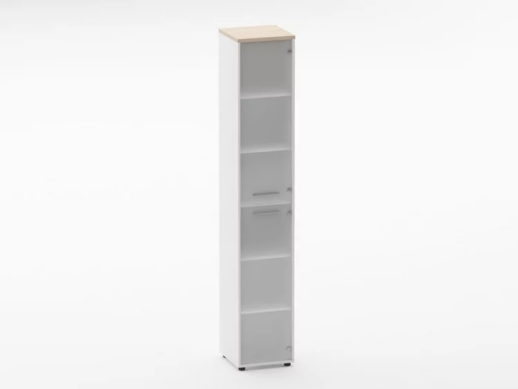 Шкаф 5 узкий закрытый, 2 стеклянные двери Deka 10.23.17Пр Туя/Белый_0