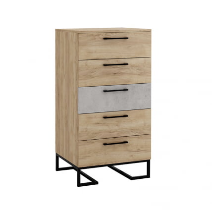 Комод Лофт с 5 ящиками Дуб натур-Бетон / Loft_0