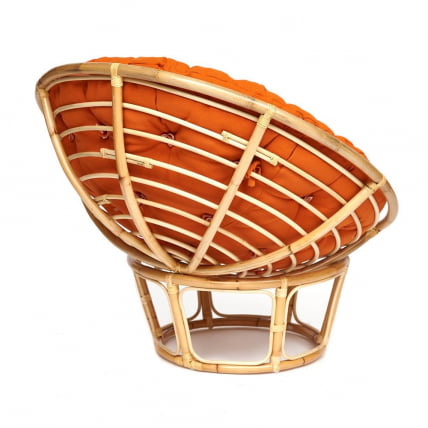 Кресло PAPASAN ECO/ПАПАСАН ЭКО P115-1/SP STD /c подушкой, ремешками/ диаметр подушки 122 см, 115x101x92 см, Natural (натуральный), ткань Оранжевый, С 23_1