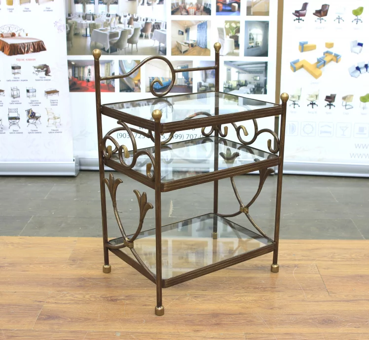 Тумбочка Луиза кованая без ящика шоколад_0