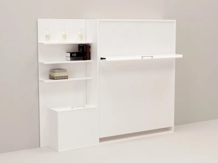 Откидная кровать с полкой Смарт 1 К 1400+П левая Дуб молочный_0