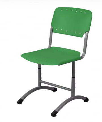 Стул ученический регулируемый (рост 5-7) 460х530 мм Пластик Зеленый РАЛ 6001/Металл Серый / RAL_0