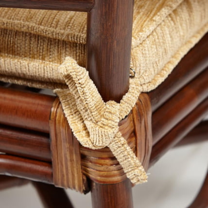 Комплект обеденный ANDREA GRAND (стол со стеклом+6 кресел+ подушки) Pecan Washed (античн. орех), Ткань рубчик, цвет кремовый_6