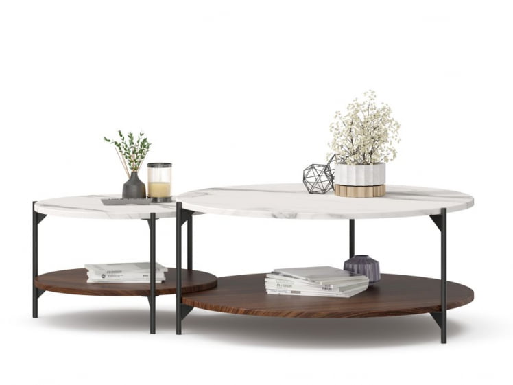 Комплект журнальных столов Вилена Орех/Монте Белый_0