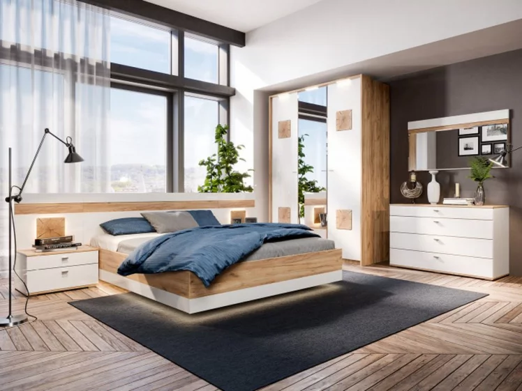 Спальный гарнитур Фиджи №5 Дуб Золотой Белый_0