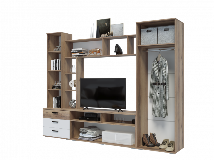 Гостиная Крокус Дуб делано/Белый глянец_1