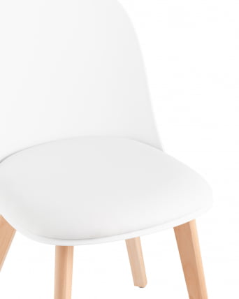 Стул Fog с подушкой Белый деревянные ножки_1