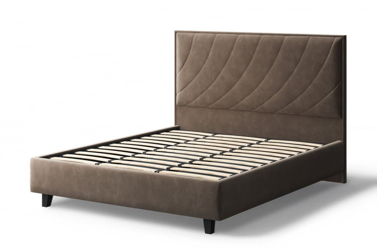 Кровать СОФИЯ 2000*1200мм (на опорах), велюр Бренди лайт 29 (коричневый), (б/основания, б/матраса)_2