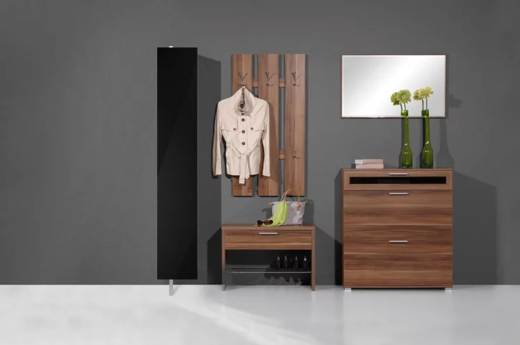 Поворотный шкаф в черном глянцевом стекле Лупо Шелф (левый) Беленый дуб_1