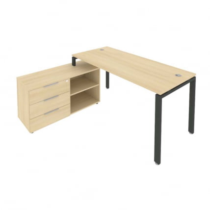 Рабочая станция на П-образном м/к с опорной тумбой левая Metal System Б.РС-СТС-2.4 Л Акация/Антрацит_0