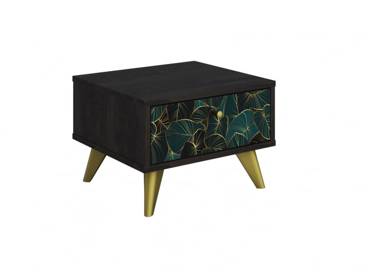 Тумба прикроватная Фьюжн ТМ-004 АРТ Угольный камень/TROPICAL_0