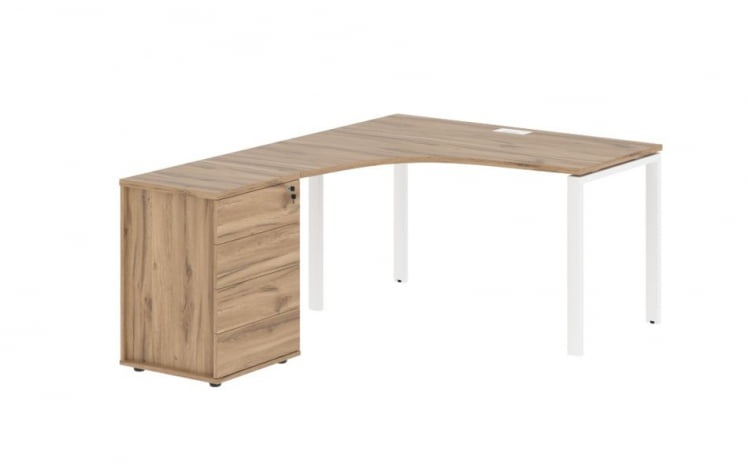 Стол эргономичный с тумбой левый EDIS EUCET 1318 L Дуб Денвер светлый Белый_0