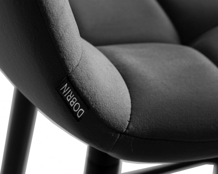 Стул полубарный DOBRIN OLIVIA (черные матовые ножки, темно-серый велюр (108-91))_7