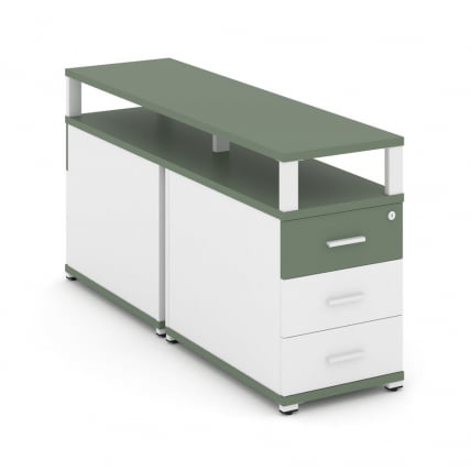 Тумба двухсторонняя опорная приставная с 3-мя ящиками и надставкой CONCEPT CN.DTGP-001 B/W Кобо Белый бриллиант Белый_0