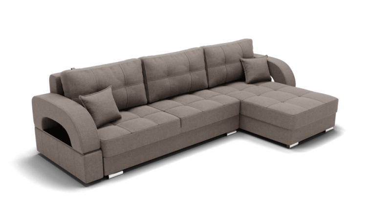 Диван Элита-3 угол левый/правый (ЗР) Цвет фасада: Серо коричневый; Тип: Левый/правый; Материал фасада: Металл/Велюр_0