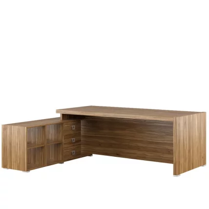 Стол письменный на опорной тумбе, левый SOL29711403 Орех_0